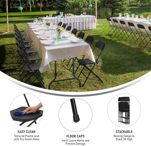 50 Pack Black Plastic Folding Chairs, Steel Frame,350lb, alternate view 5