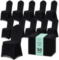50 Pack Black Spandex Chair Covers - Stretch Polyester Slipcovers for Wedding, Banquet, Party & Dining Chairs