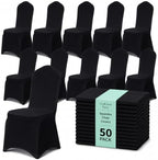 50 Pack Black Spandex Chair Covers - Stretch Polyester Slipcovers for Wedding, Banquet, Party & Dining Chairs
