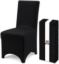 50 Pack Black Stretch Chair Covers, Spandex Dining Chair Slipcovers, Wrinkle Resistant Reusable Covers for