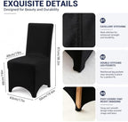 50 Pack Black Stretch Chair Covers, Spandex Dining Chair Slipcovers, Wrinkle Resistant Reusable Covers for, alternate view 3