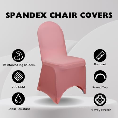 50 Pack Coral Stretch Spandex Banquet Chair Cover - Wedding Slip Covers, Premium Quality Cover in Coral, alternate view 3