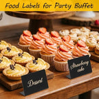 50 Pack Food Labels for Party Buffet, 4" x 3" Mini Chalkboard Signs for Food, Reusable PVC Foods Signs for, alternate view 2