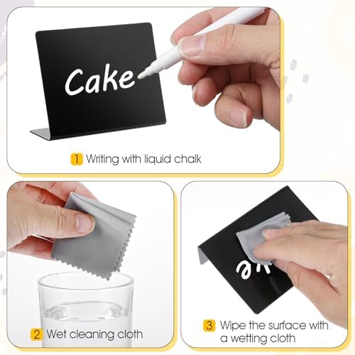 50 Pack Food Labels for Party Buffet, 4" x 3" Mini Chalkboard Signs for Food, Reusable PVC Foods Signs for, alternate view 4