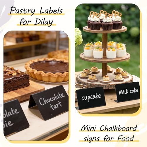 50 Pack Food Labels for Party Buffet, 4" x 3" Mini Chalkboard Signs for Food, Reusable PVC Foods Signs for, alternate view 6