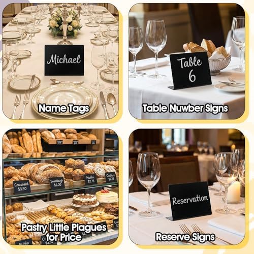 50 Pack Food Labels for Party Buffet, 4" x 3" Mini Chalkboard Signs for Food, Reusable PVC Foods Signs for, alternate view 7