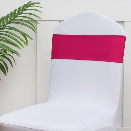 50 Pack Hot Pink Chair Sashes, Spandex Chairs Bows Sashes for Wedding Party Birthday Decor, Elastic Sashes for, alternate