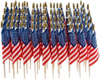 50 Pack Mini American Flags 4x6 Inch, Small Handheld USA Flags on Sticks in 4x6 Inch