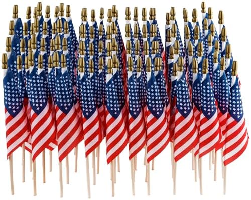 50 Pack Mini American Flags 4x6 Inch, Small Handheld USA Flags on Sticks in 4x6 Inch