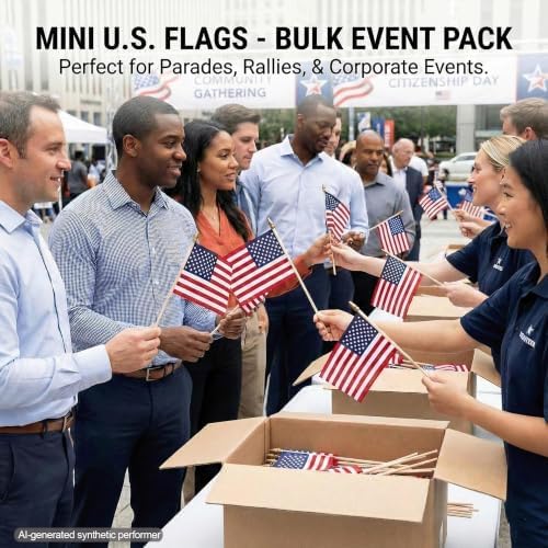 50 Pack Mini American Flags 4x6 Inch, Small Handheld USA Flags on Sticks in 4x6 Inch, alternate view 3