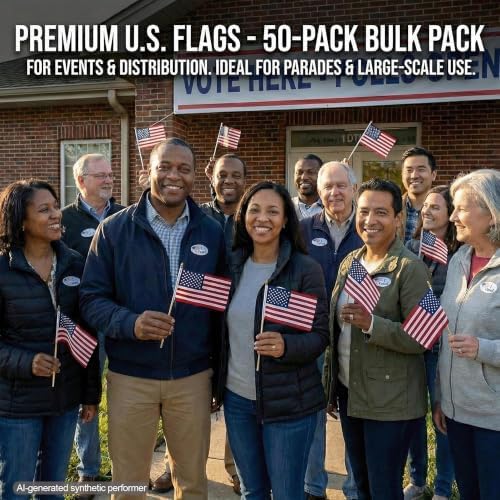 50 Pack Mini American Flags 4x6 Inch, Small Handheld USA Flags on Sticks in 4x6 Inch, alternate view 4