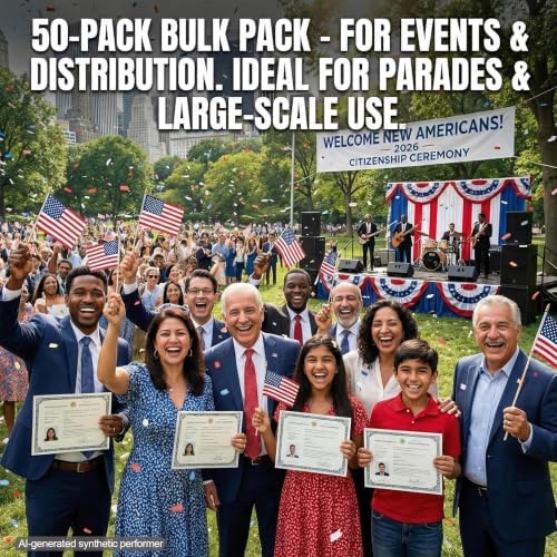 50 Pack Mini American Flags 4x6 Inch, Small Handheld USA Flags on Sticks in 4x6 Inch, alternate view 5