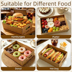 50 Pack Paper Food Trays, 10 Inch Snack Box with Built-in Handles in Brown, alternate view 5