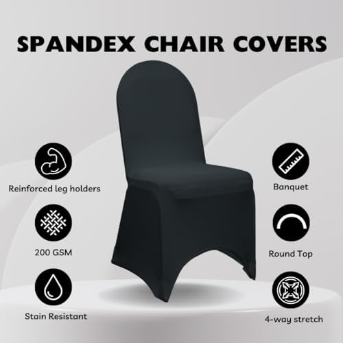50 Pack Stretch Spandex Banquet Chair Cover - Black, Wedding Slip Covers, Premium Quality Chair Cover in Black, alternate