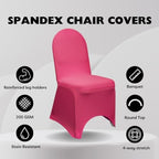 50 Pack Stretch Spandex Banquet Chair Cover - Fuchsia, Wedding Slip Covers, Premium Quality Chair Cover in, alternate view 3