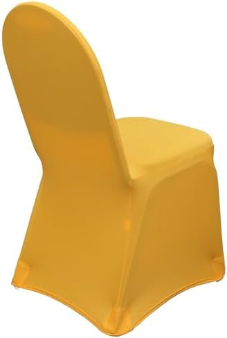 50 Pack Stretch Spandex Banquet Chair Cover - Gold, Wedding Slip Covers, Premium Quality Chair Cover in Gold, alternate view
