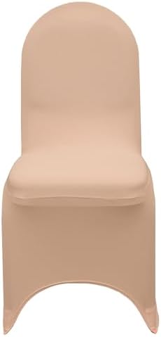 50 Pack Stretch Spandex Banquet Chair Covers - Peach, Wedding Slip, Premium Quality, alternate view 4