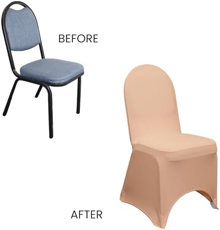 50 Pack Stretch Spandex Banquet Chair Covers - Peach, Wedding Slip, Premium Quality, alternate view 6