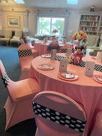 50 Pack Stretch Spandex Banquet Chair Covers - Pink, Wedding Slip Covers, Premium Quality Chair Cover in Pink, alternate view