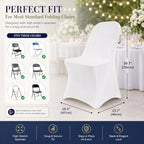50 Pack White Spandex Folding Chair Covers, Stretch Polyester Slipcovers for Wedding, Party & Dining Chairs, alternate view 2