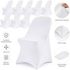 50 Pack White Spandex Folding Chair Covers, Stretch Polyester Slipcovers for Wedding, Party & Dining Chairs, alternate view 3