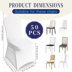 50 Pack White Universal Fitted Spandex Chair Covers | Stretch & Washable Upgraded Chair Slipcovers, Ideal for, alternate view