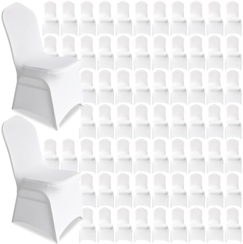 50 Pack White Universal Fitted Spandex Chair Covers | Stretch & Washable Upgraded Chair Slipcovers, Ideal for, alternate view