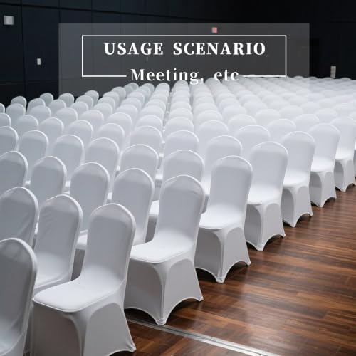 50 Pack White Universal Fitted Spandex Chair Covers | Stretch & Washable Upgraded Chair Slipcovers, Ideal for, alternate view