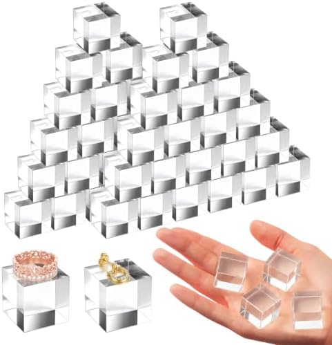 50 Pcs 1 X 1 X 1 Inch Acrylic Blocks, Clear Square Acrylic Cube in 1 X 1 X 1 Inch in Clear