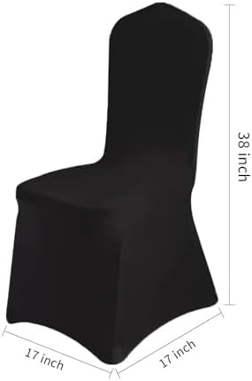 50 Pcs Black Washable Removable Universal for Wedding Party Dining Banquet Polyester Spandex Stretch Slipcovers, alternate