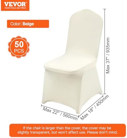 50 Pcs Flat-Front Chair Covers Polyester Spandex Chair Cover Stretch Slipcovers, Wedding, Holiday, Banquet, alternate view 3