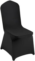 50 Pcs Flat-Front Chair Covers Polyester Spandex Stretch Slipcovers for Wedding Party Dining Banquet, Black in