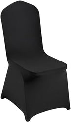 50 Pcs Flat-Front Chair Covers Polyester Spandex Stretch Slipcovers for Wedding Party Dining Banquet, Black in