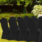 50 Pcs Flat-Front Chair Covers Polyester Spandex Stretch Slipcovers for Wedding Party Dining Banquet, Black in, alternate