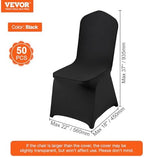 50 Pcs Flat-Front Chair Covers Polyester Spandex Stretch Slipcovers for Wedding Party Dining Banquet, Black in, alternate