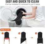 50 Pcs Flat-Front Chair Covers Polyester Spandex Stretch Slipcovers for Wedding Party Dining Banquet, Black in, alternate