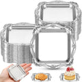 50 Pcs Mini Square Baroque Dessert Display Trays Mini Elegant Plastic Serving Trays Small Cake Candy Plates for