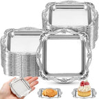 50 Pcs Mini Square Baroque Dessert Display Trays Mini Elegant Plastic Serving Trays Small Cake Candy Plates for