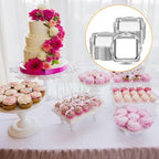 50 Pcs Mini Square Baroque Dessert Display Trays Mini Elegant Plastic Serving Trays Small Cake Candy Plates for, alternate
