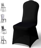 50 PCS Spandex Banquet Chair Covers Black, Universal Fitted