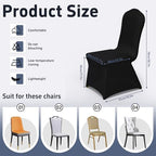 50 PCS Spandex Banquet Chair Covers Black, Universal Fitted, alternate view 3