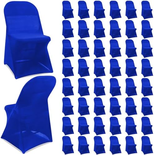 50 Pcs Spandex Chair Covers Bulk for Wedding Banquet, Blue in Blue