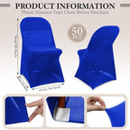 50 Pcs Spandex Chair Covers Bulk for Wedding Banquet, Blue in Blue, alternate view 3