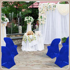50 Pcs Spandex Chair Covers Bulk for Wedding Banquet, Blue in Blue, alternate view 5