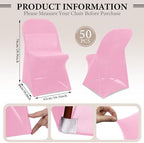 50 Pcs Spandex Chair Covers Bulk for Wedding Banquet, Pink in Pink, alternate view 3