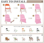 50 Pcs Spandex Chair Covers Bulk for Wedding Banquet, Pink in Pink, alternate view 4