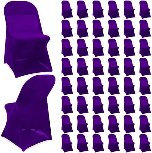 50 Pcs Spandex Chair Covers Bulk for Wedding Banquet, Purple