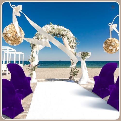 50 Pcs Spandex Chair Covers Bulk for Wedding Banquet, Purple, alternate view 2