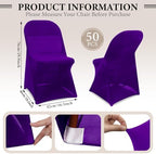 50 Pcs Spandex Chair Covers Bulk for Wedding Banquet, Purple, alternate view 3
