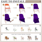 50 Pcs Spandex Chair Covers Bulk for Wedding Banquet, Purple, alternate view 4